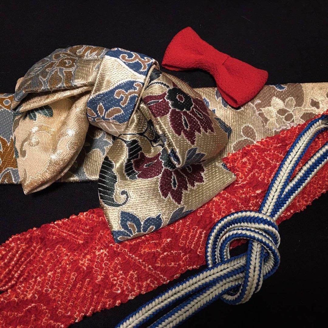 市松人形 12号 アンティーク 黒留袖 着物 帯 ＊ 留袖 大正