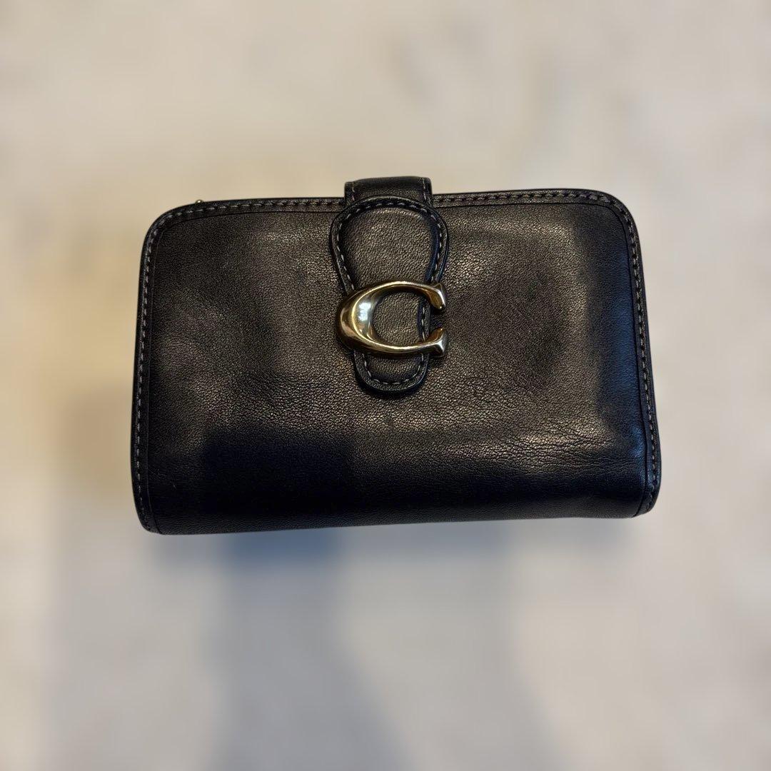 ブラックレザー 二つ折り財布　COACH コーチ COACH コーチ COACH 二つ折り財布 （ブラック） -waja bazar