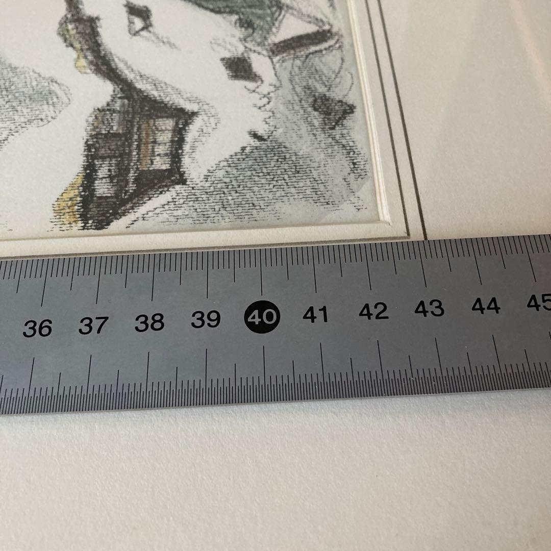 雪の田麦俣 廣長威彦 木版画 額のサイズ62.5cm x 47.5cm