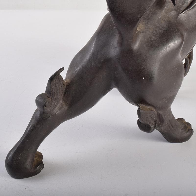 中国 古銅宣徳銅 玉乗り獅子 置物 重さ約5.28㎏ G R7655B