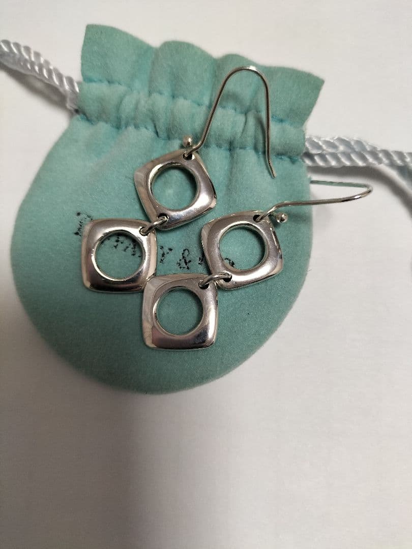 希少！ティファニースクエアピアス ティファニー ソレスト ピアス アクアマリン ダイヤモンド プラチナ