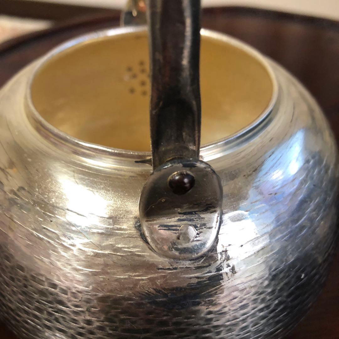 茶道具　銀瓶　銀仕上げ　丸型　750cc 専用紙箱入り　アンティーク