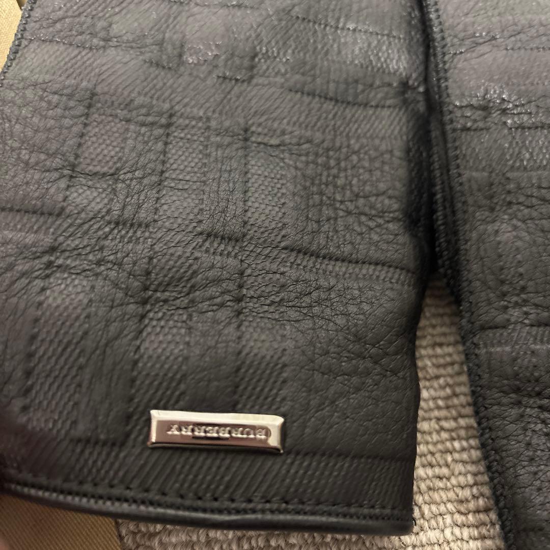 ☆バーバリー ロンドン☆メンズ☆シャドーバーバリーチェック黒レザー