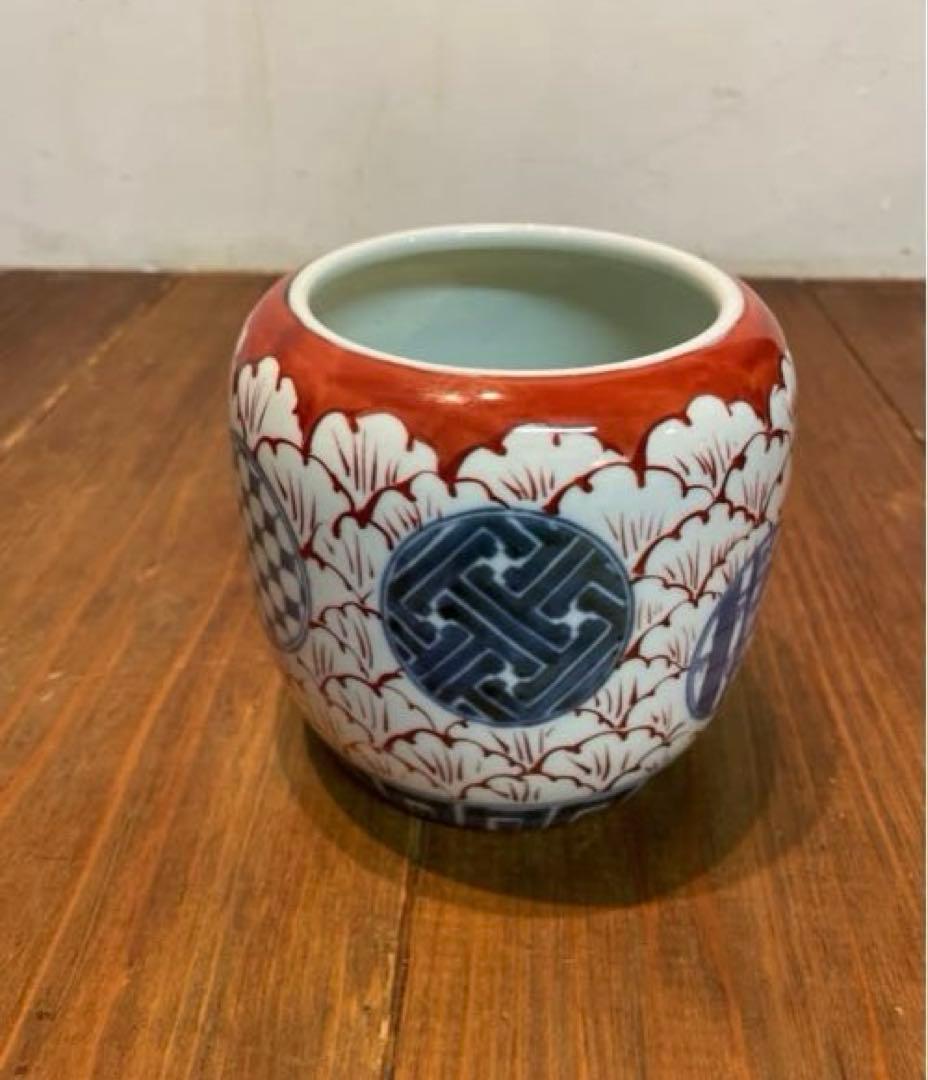 美品　伊万里　色絵　草花丸文　冨貴長春　鉢　火鉢　染付　小　年代物　焼物 美品 伊万里 色絵 草花丸文 冨貴長春 鉢 火鉢 染付 小 年代物 焼物 美