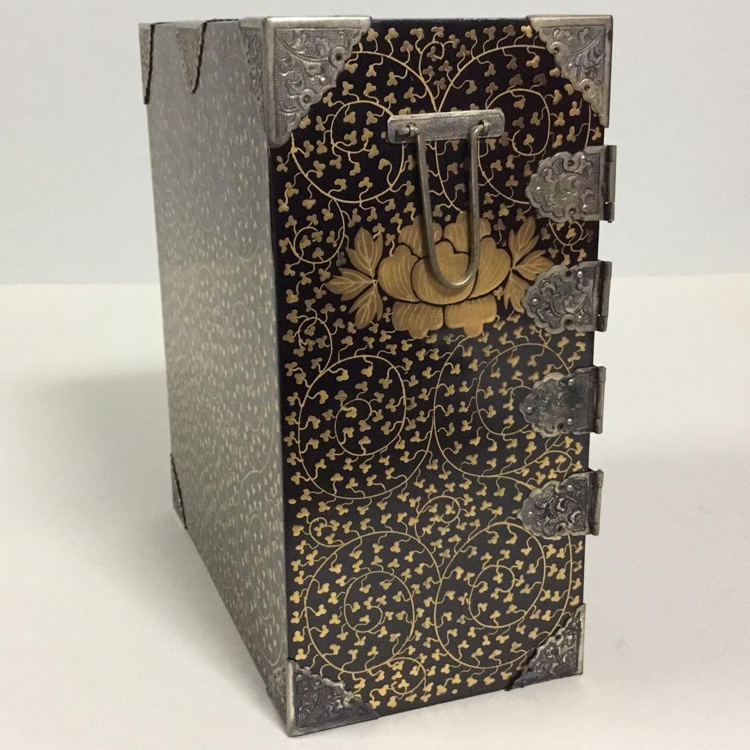 古い雛道具◆御三ツ揃◆木製 蒔絵 唐草 漆器 雛人形 骨董 ドールハウス