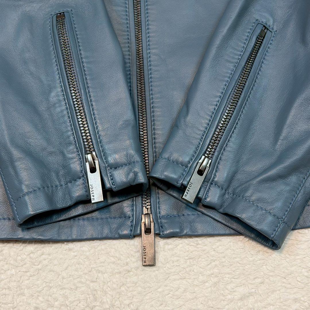 新品 2023年モデル JOSEPH ライダースジャケット ラムレザー ブルー