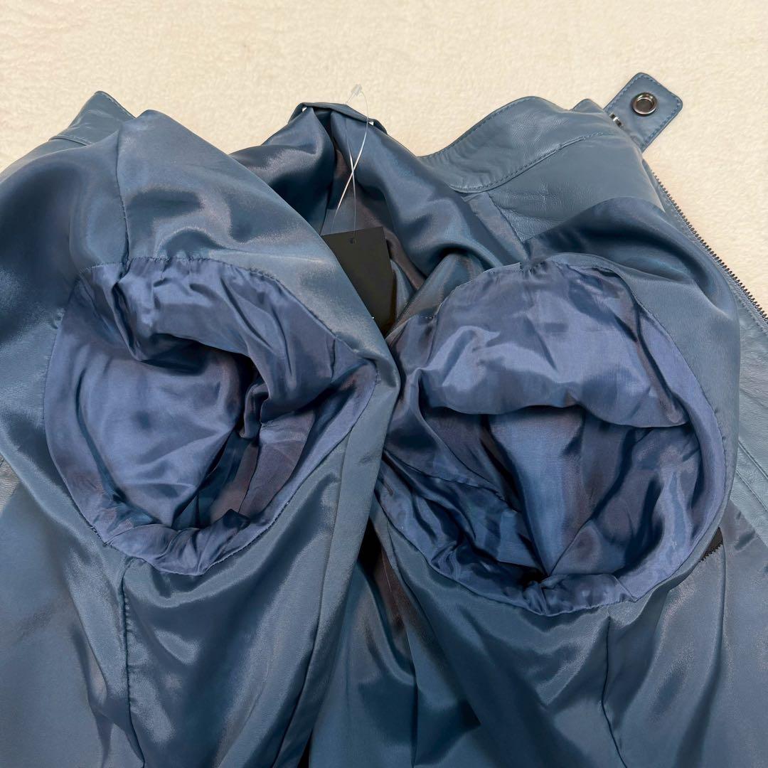 新品 2023年モデル JOSEPH ライダースジャケット ラムレザー ブルー