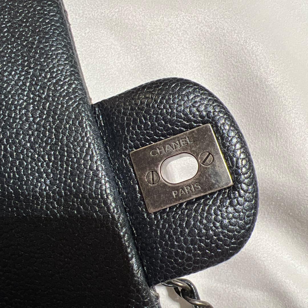 CHANEL マトラッセ キャビアスキン チェーンショルダーバッグ ダークグレー