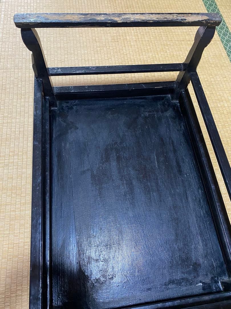 ♦中国清時代 花 蝶 柘榴 富貴 吉祥文 螺鈿細工 輪花 四方足 花台 骨董品