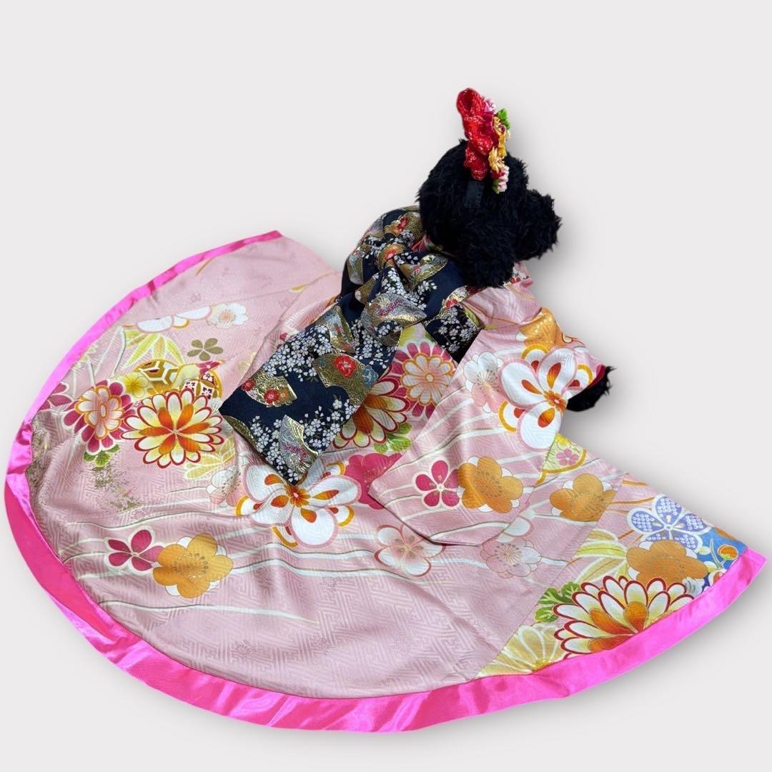 【新品特価ハンドメイド】ペット用　正絹　大振袖　サイズSM〜Ｌ 新品特価ハンドメイド】ペット用 正絹 大振袖 サイズSM〜L 新品特価