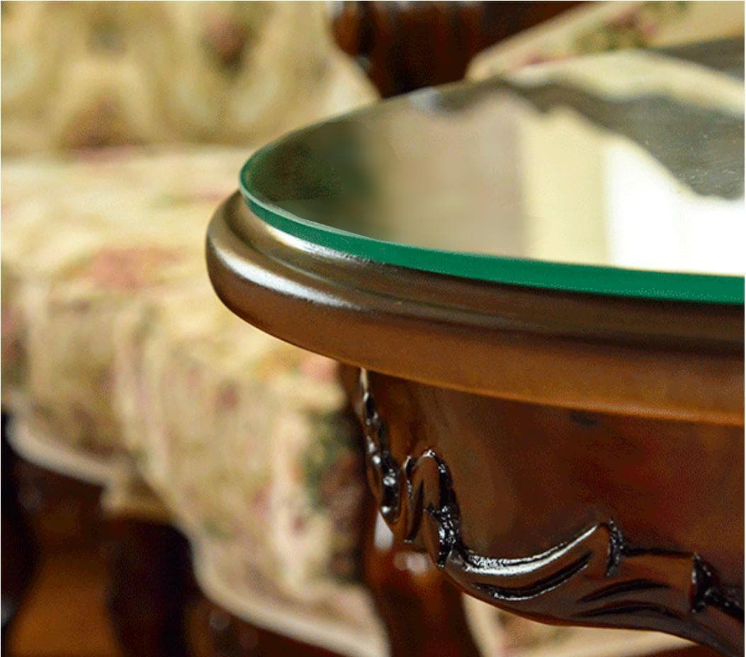 激安！新品マホガニー円形保護ガラス付 花柄 彫刻猫脚4本足