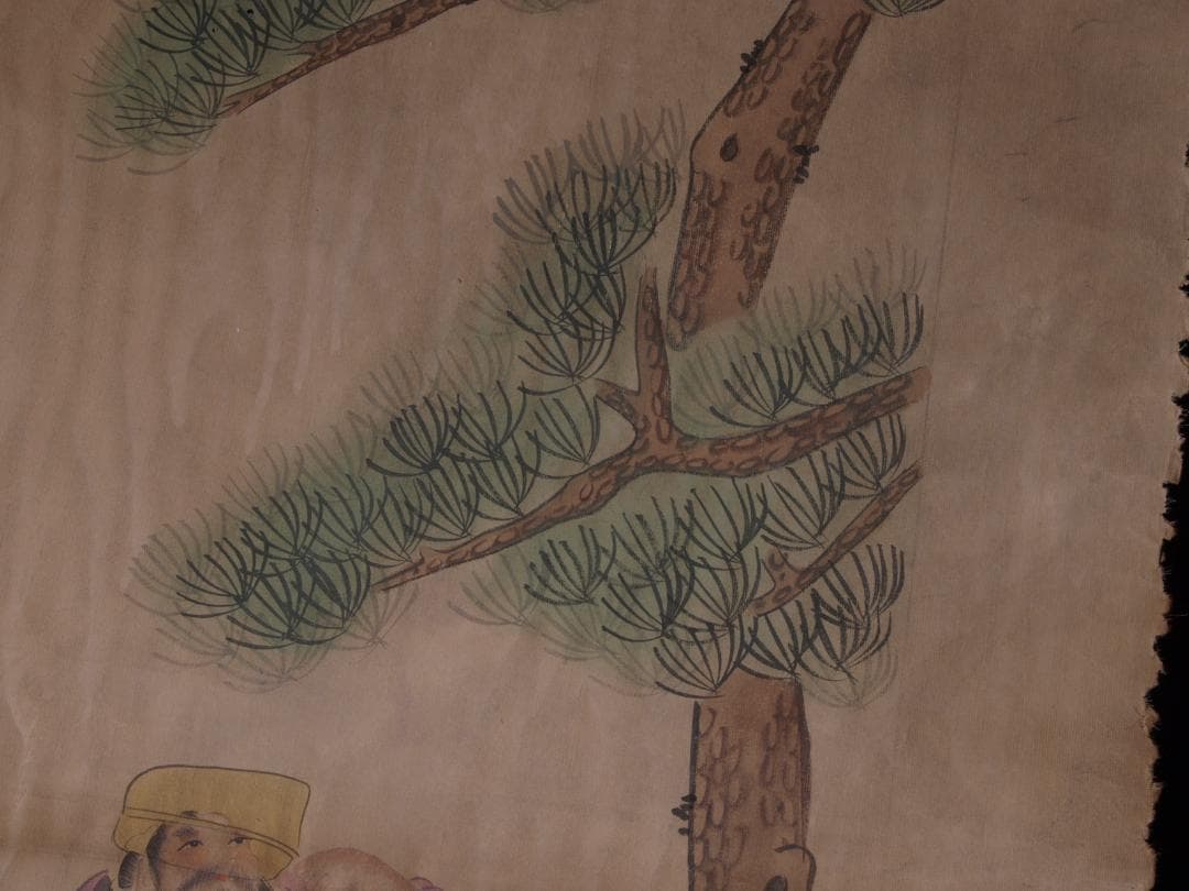 旧家整理品 中国清時代掛け軸 肉筆水彩絵 骨董品 AK436A10-3