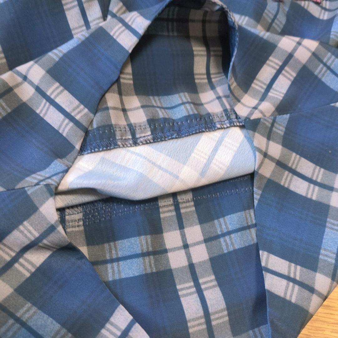 【涼感】アルベロベロ♥️ぶたさんワッペン　ネイビー系チェック　 サルエルパンツ