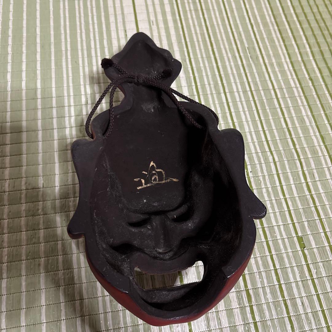 お面 能面 神楽面 仁王 仏具 鬼 男 赤 工芸品 渦 金剛力士 壁掛け