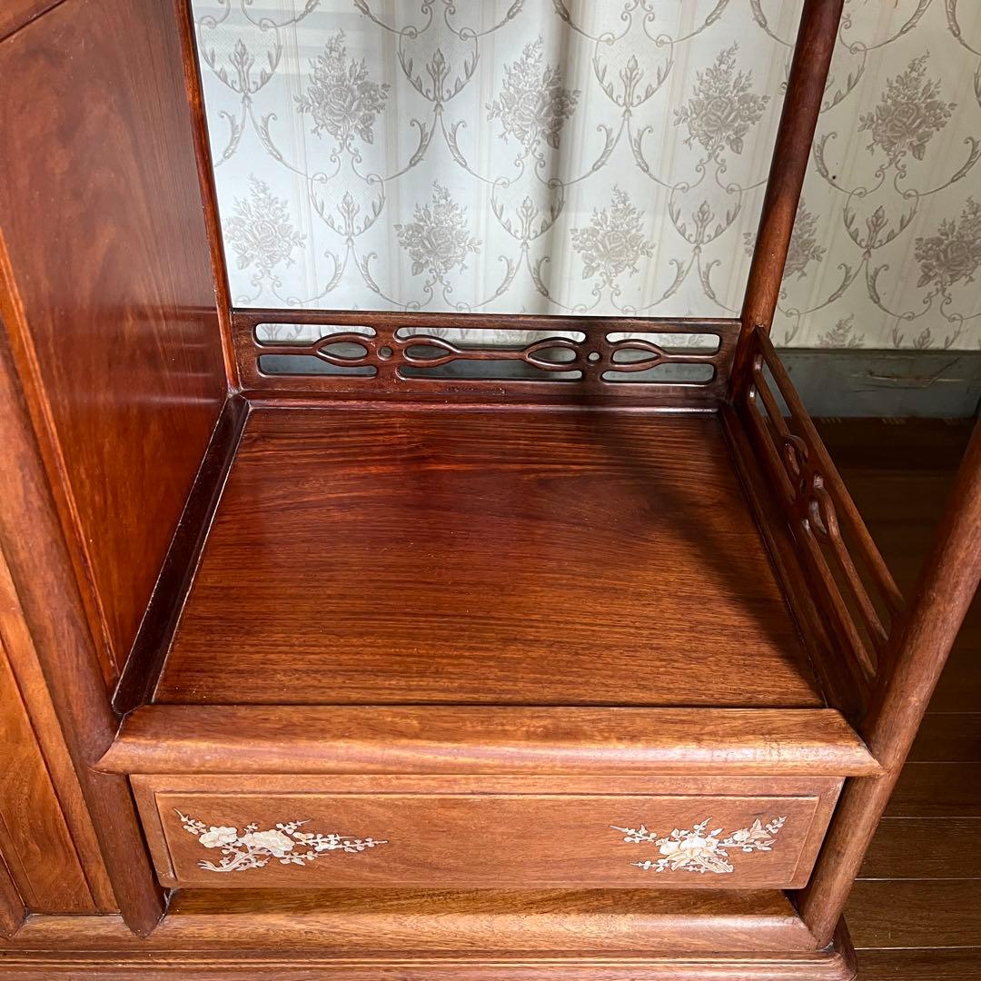 アンティーク】中国家具 天然木 無垢材 茶箪笥 飾り棚 唐木 螺鈿細工