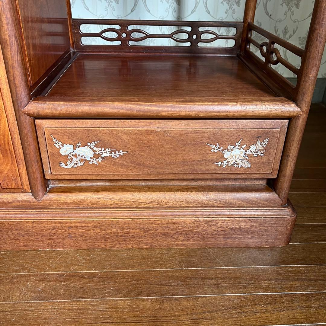 アンティーク】中国家具 天然木 無垢材 茶箪笥 飾り棚 唐木 螺鈿細工