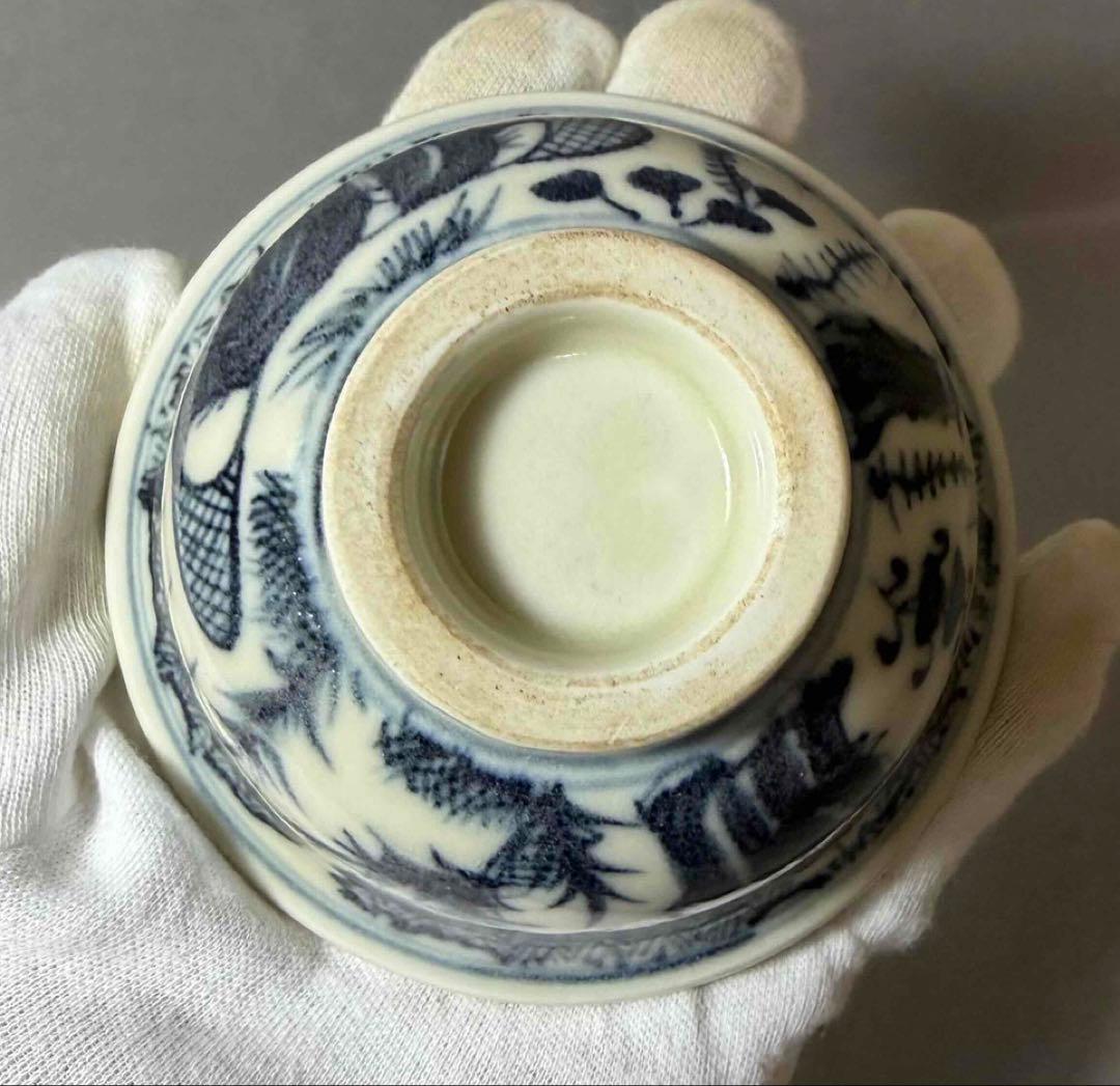 中国 染付人物碗　f2260127