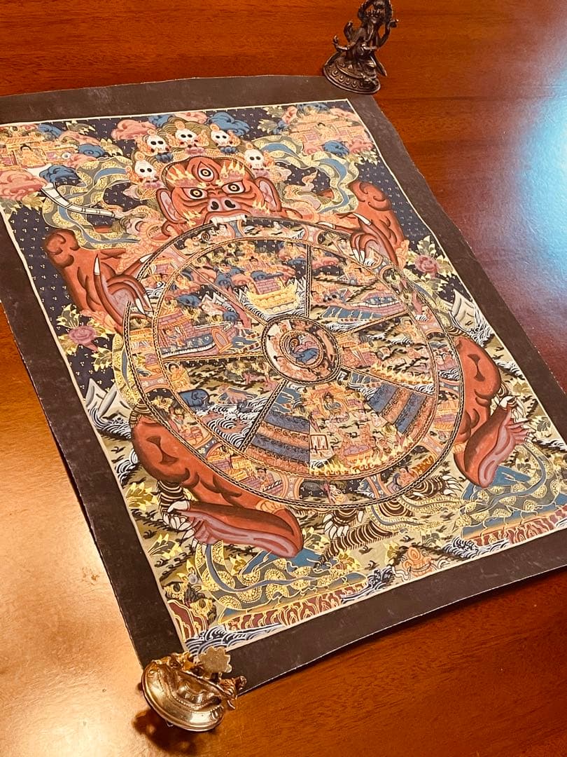 チベット密教 手描き曼荼羅（マンダラ）タンカ【新品・一点物】肉筆画 D3