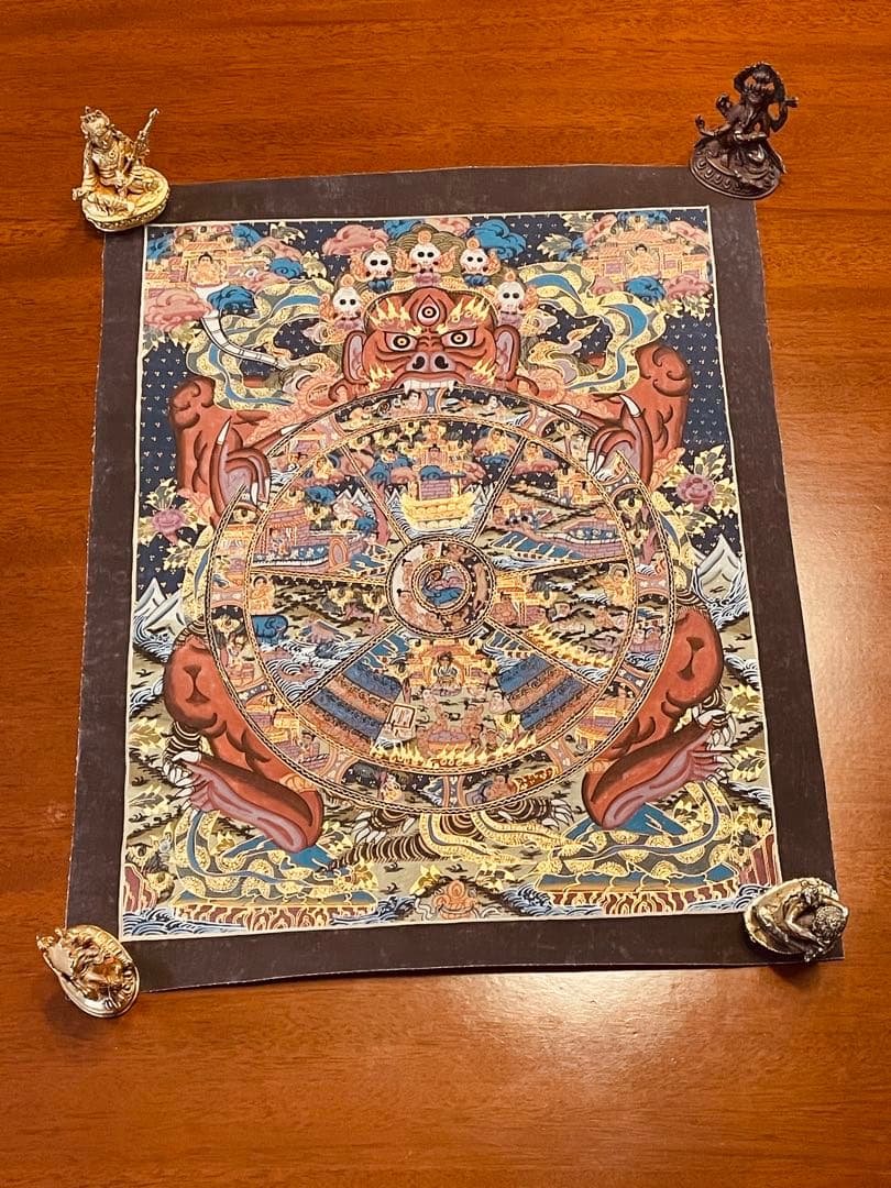 チベット密教 手描き曼荼羅（マンダラ）タンカ【新品・一点物】肉筆画 D3