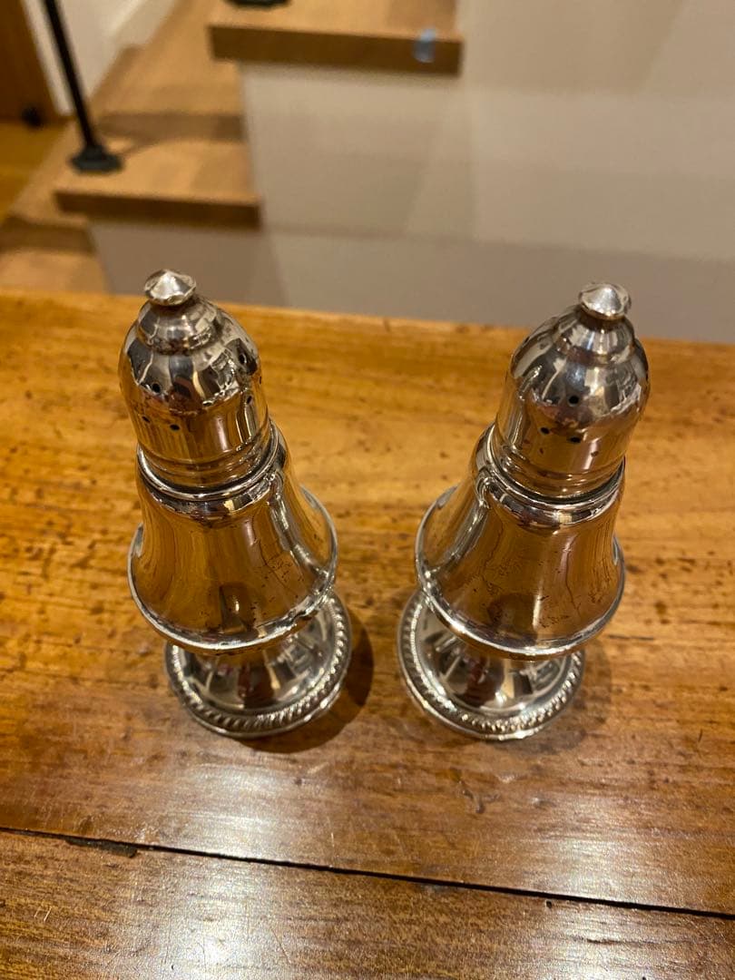 銀 スターリングシルバー ソルト&ペッパー容器 コンディメント 2個セット