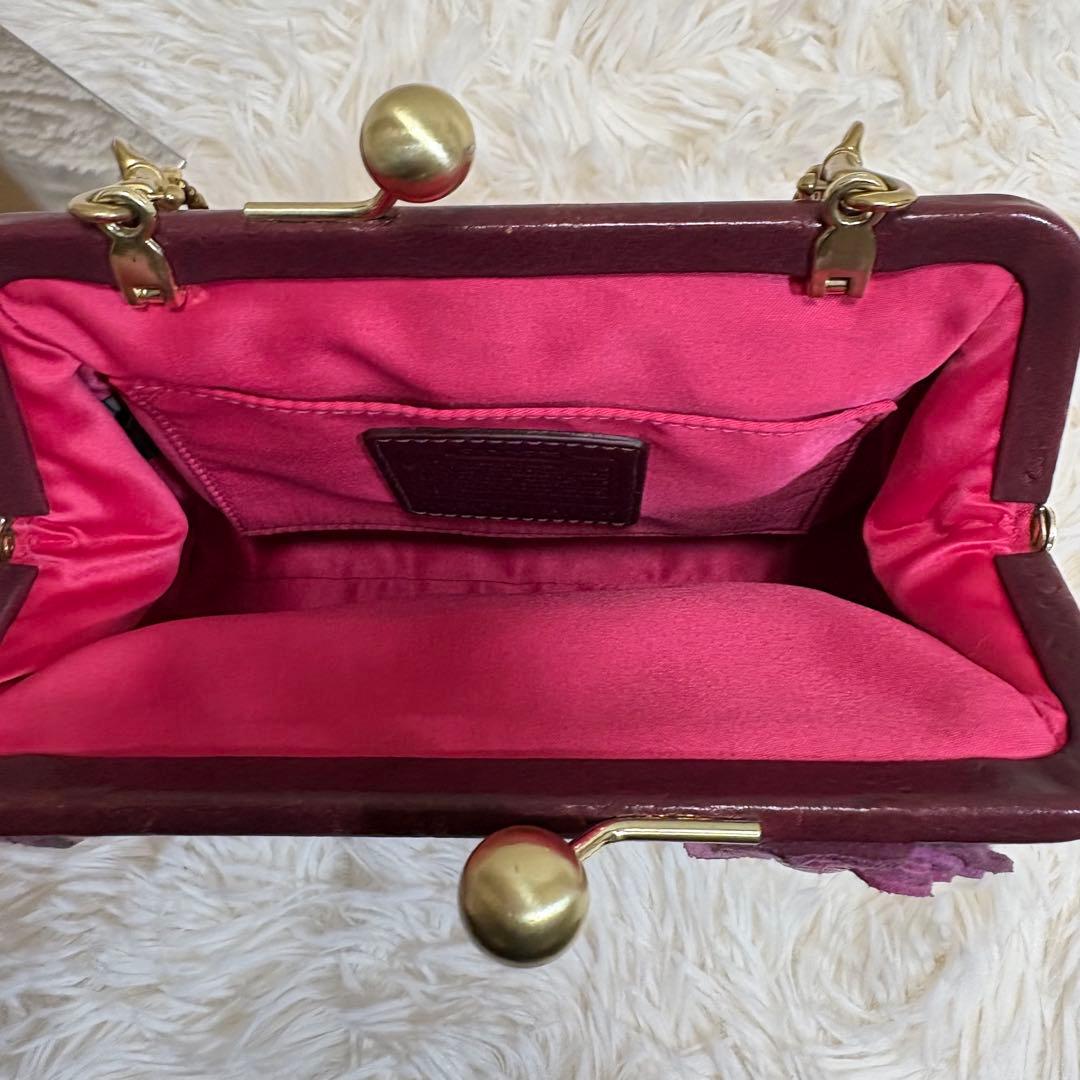 コーチ 8F45 がま口ポーチ ミニバッグ パーティーバッグ ツイード スエード