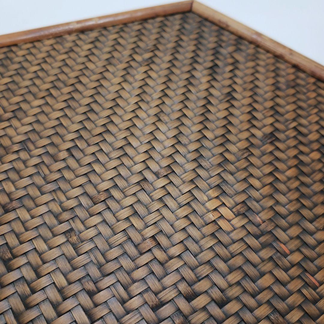 Y179 煎茶道具 紅斑竹 網代網 六角煎茶盆 茶盆 ma の