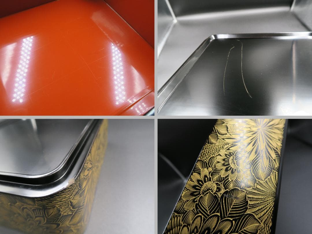 輪島塗】極上総菊詰沈金 五段重箱 内朱塗 隅丸 蓋横