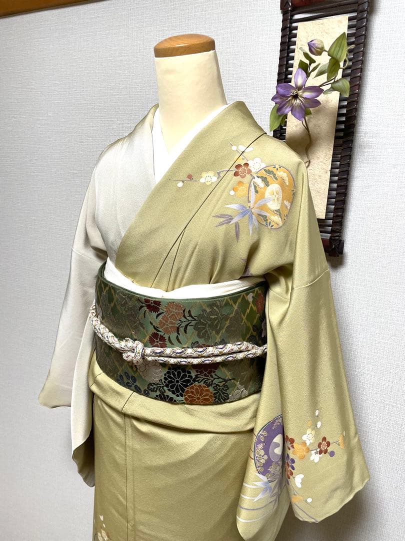 ゆりのはな 振袖 京友禅金彩加工 流水に蝶/さくら模様 赤色系 正絹