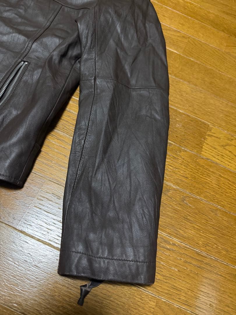 美品】Uniqlo 羊革 ラムレザー シングルライダース ダブルジップ XL