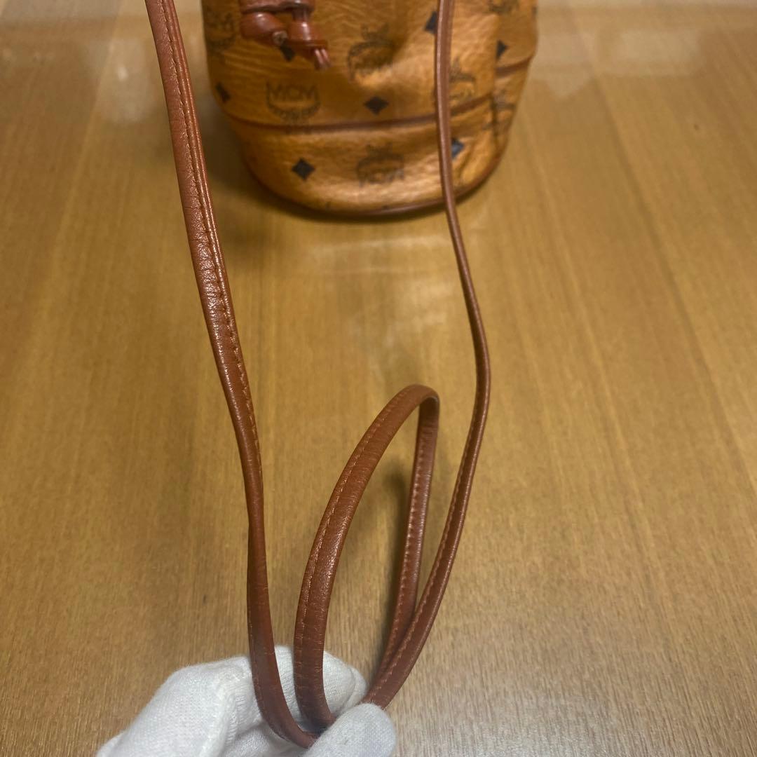 MCM ブラウンレザー 巾着型　バケツ型　ショルダーバッグ