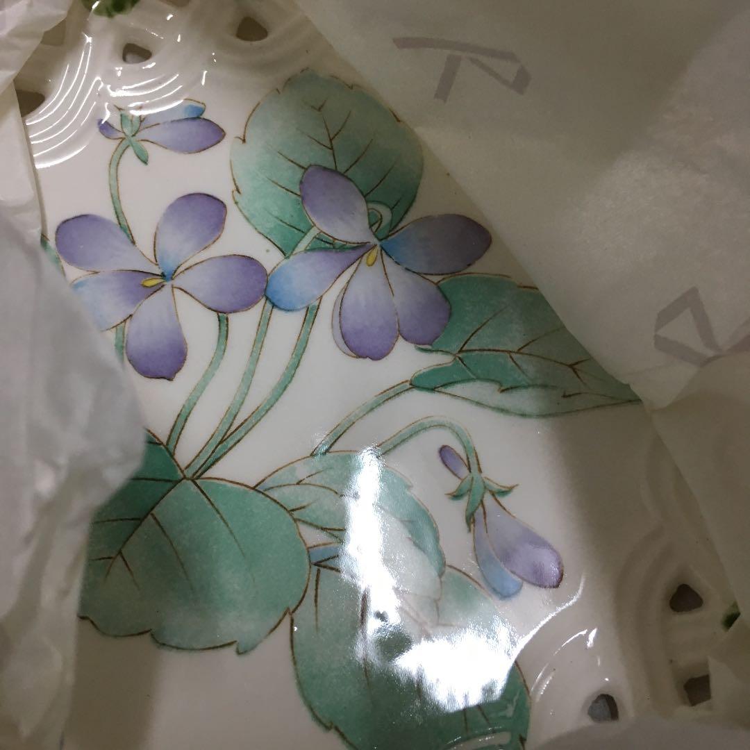 0653 富永陶園 ポピーすかし絵変わり ケーキセット カゴ付