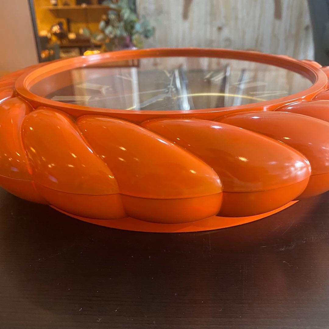 CITIZEN リペイント　壁掛時計 ミッドセンチュリー　昭和レトロ　オレンジ