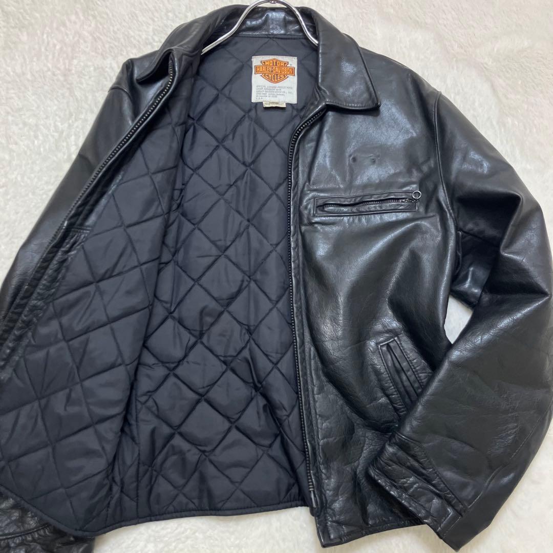 ハーレーダビッドソン 裏地キルティング 本革 レザージャケット ライダース 38 ハーレーダビッドソン 裏地キルティング 本革 肉厚 レザージャケット