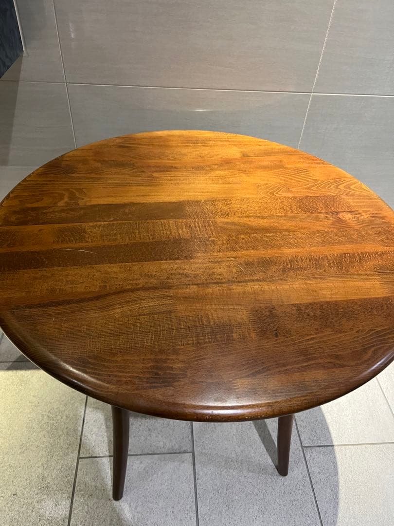 karimoku カリモク　丸テーブル　ラタン　ヴィンテージ