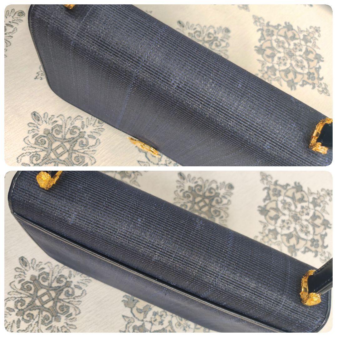 COMTESSE　コンテス　ワンハンドルバッグ　ホースヘアー×レザー　ネイビー