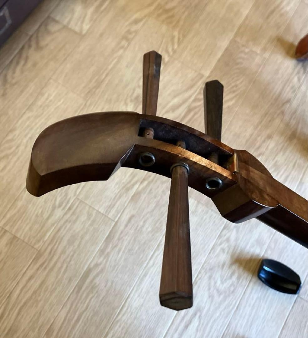 長唄・小唄三味線 銀細 綾杉洞 桑棹 かんべり修理済み 革両面