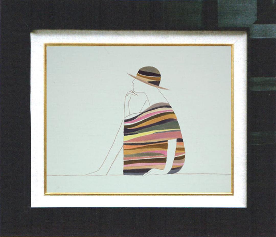 油絵 菅家令子 絵 絵画 インテリア 額付(銀) F3-041214 人物 女性