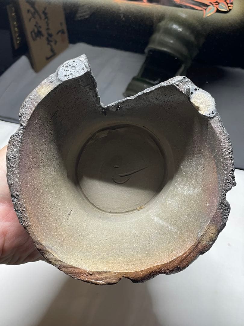 美濃焼。名作家。山田 正和。花器。超美品。舊家蔵出し。茶道具。華道具。