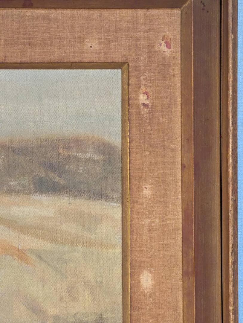 【真作】絵画　油彩　砂丘風景　静寂の大地を描く　砂のうねりと静けさ　Y77