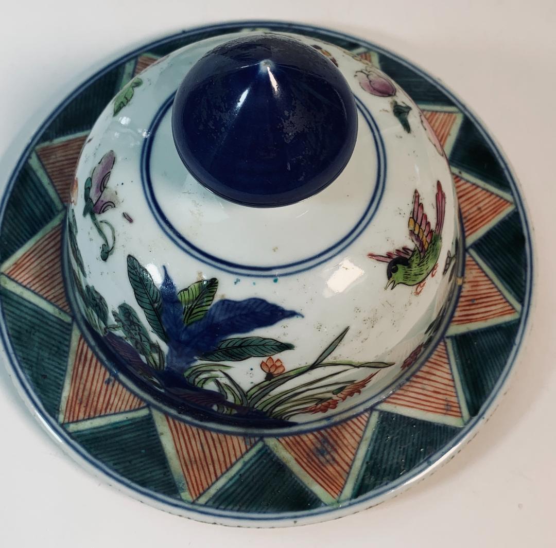 民国前期 景徳鎮 粉彩五彩 将軍罐 大型 有蓋壺／鳳凰・麒麟・花鳥