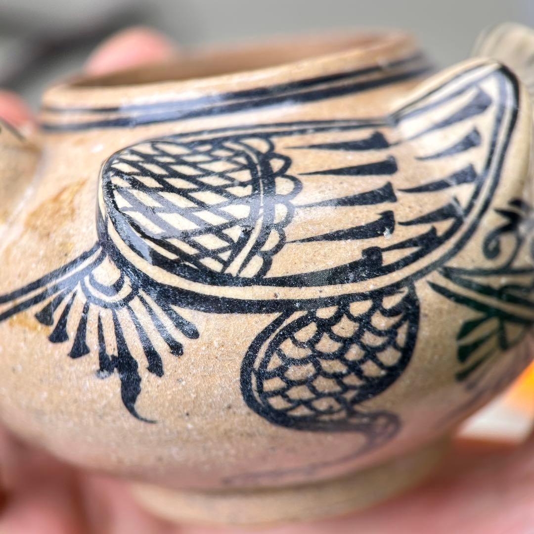 A065【タイ・骨董】宋胡録（スンコロク）鉄絵 小壺（1301年~1600年）