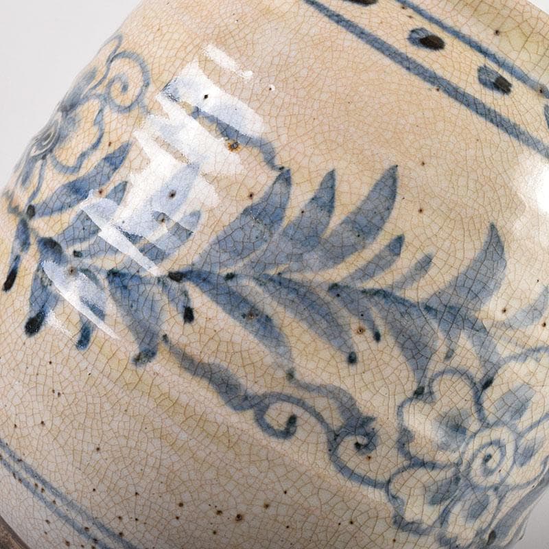 煎茶道具 益子焼 染付花文 大きめ急須 茶壷 時代箱 C R8055C