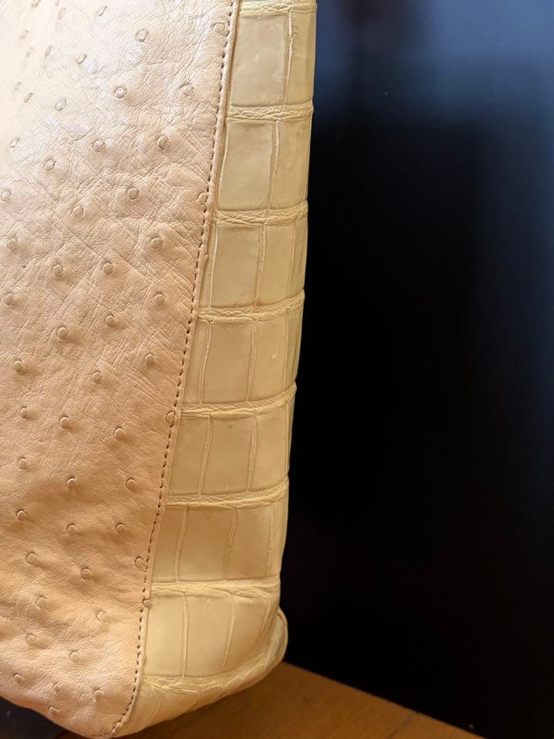 【希少色/レア】JRA公認 オーストリッチ クロコハンドバッグ日本製332