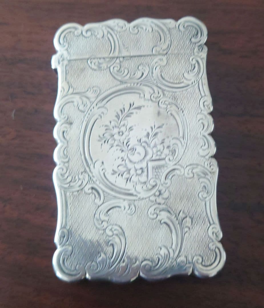 1854年 スターリングシルバー 銀製 カードケース アンティーク 美術品
