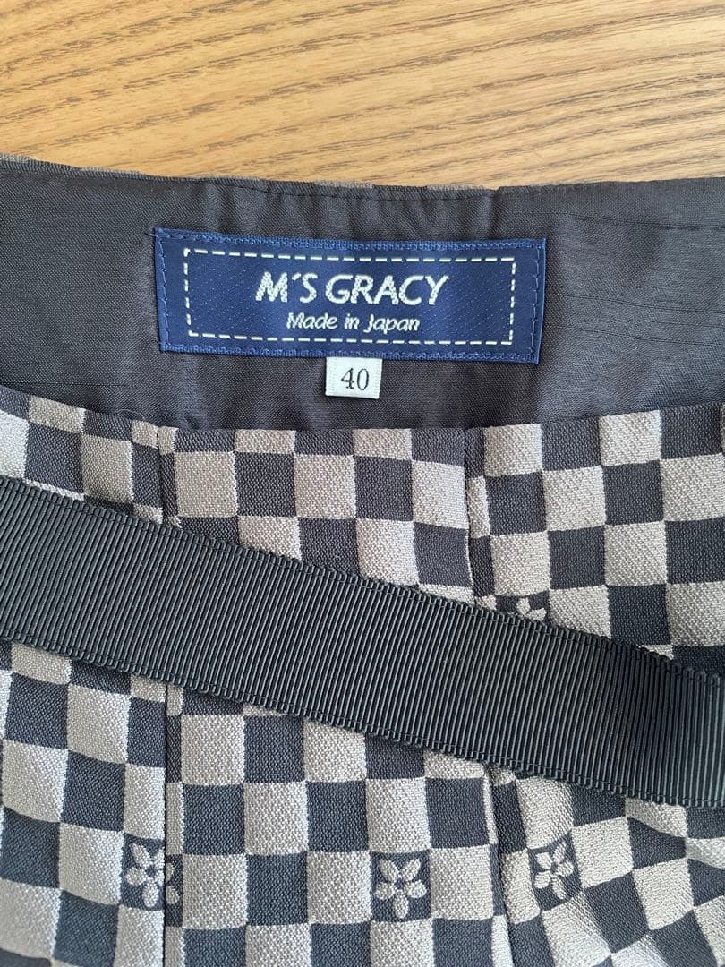 【エムズグレイシー】モノグラムジャガードスカート　日本製　40