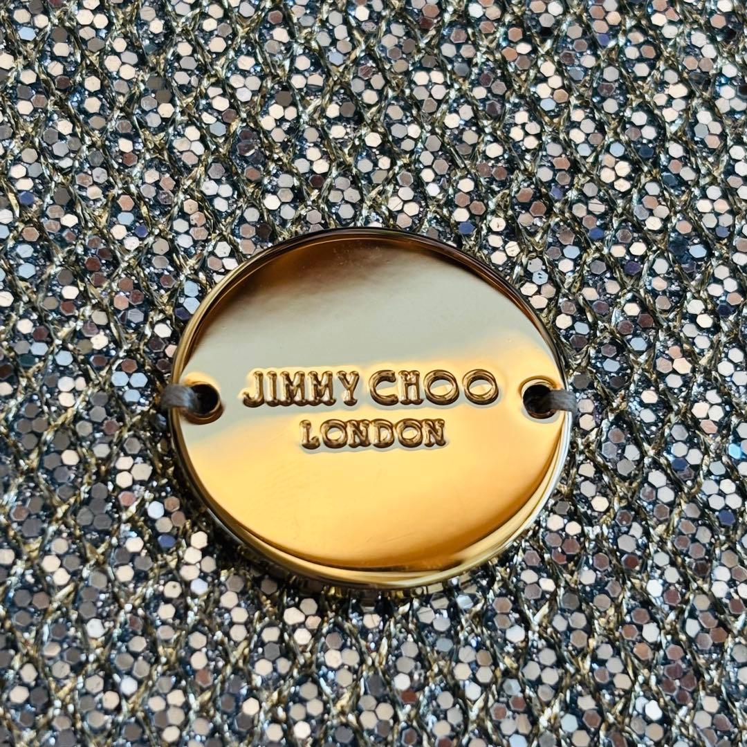 ジミーチュウ パーティバッグ グリッターラメ チェーン ゴールド金具 肩掛け可能