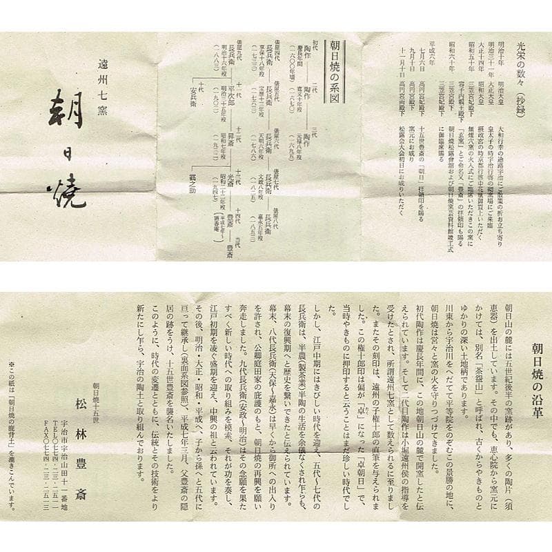 朝日焼十五世　松林豊斎作　千代結　香合　共布　堀内宗心極め箱　M　R5989