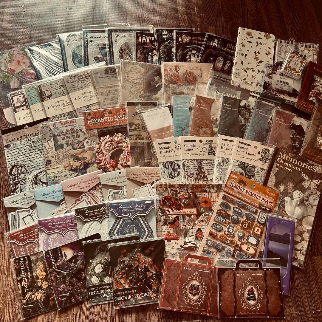 コラージュ素材大量まとめ売り＊ノート付き 紙モノ スクラップ ジャンクジャーナル