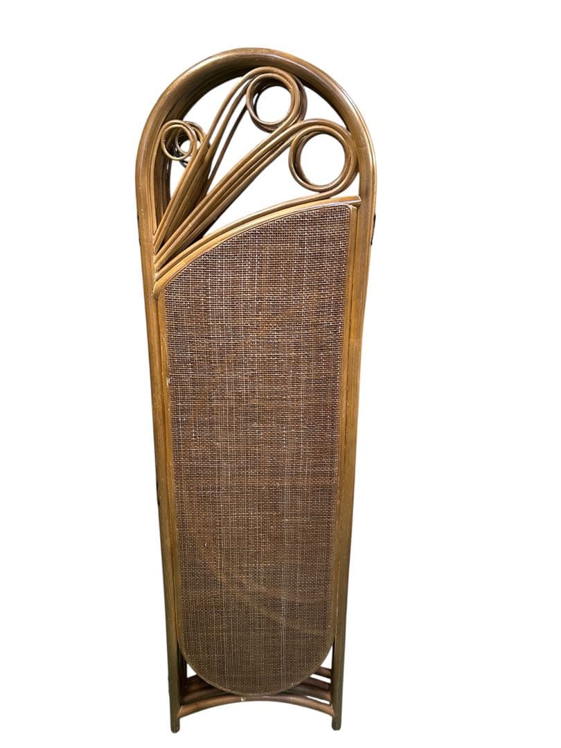 ラタン 4連 パーテーション 間仕切り 衝立 レトロ 昭和レトロ