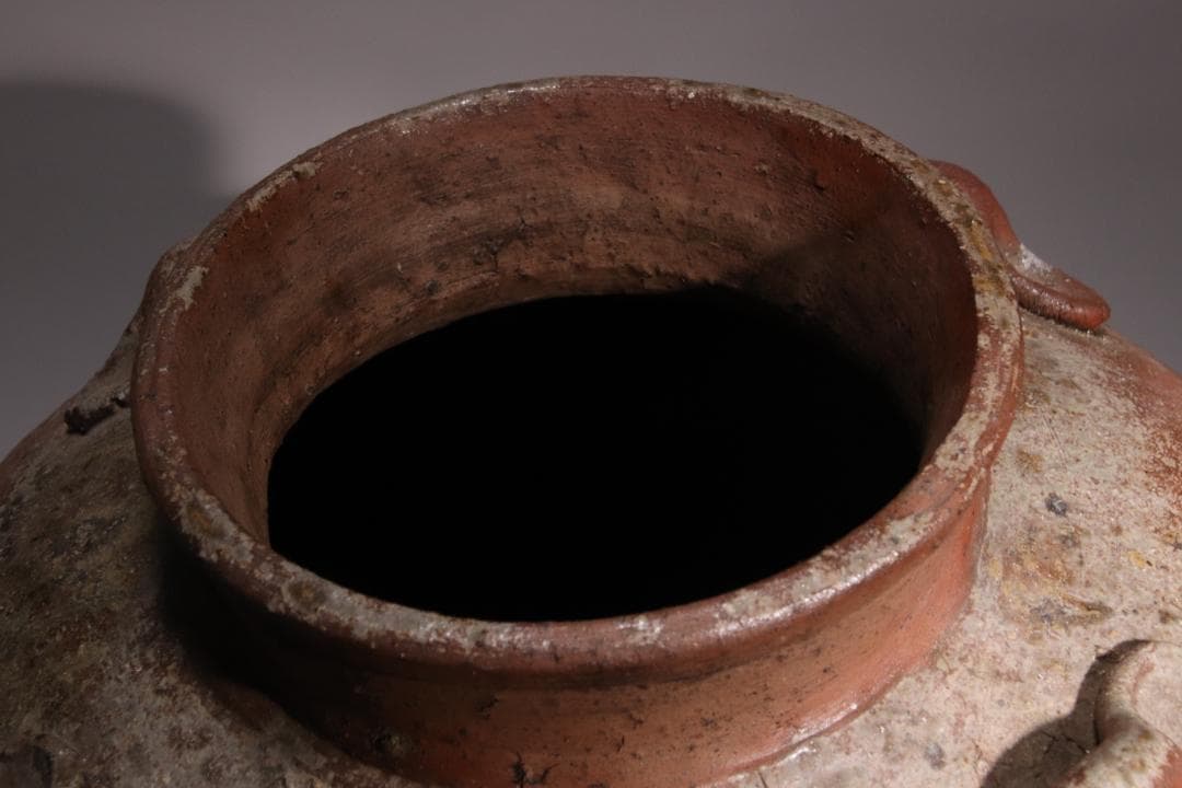 BE793 桃山期~江戸期 古信楽 四耳壷 四耳子 窯印